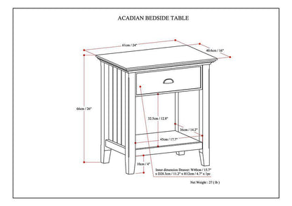 Rustic Natural Aged Brown | Acadian Bedside Table