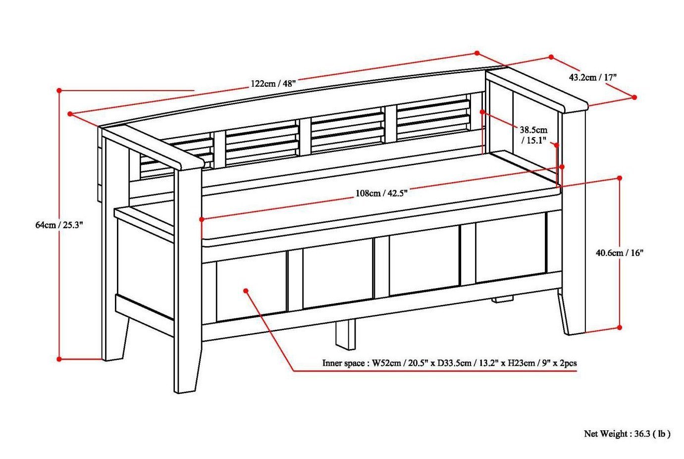 White | Adams Entryway Bench