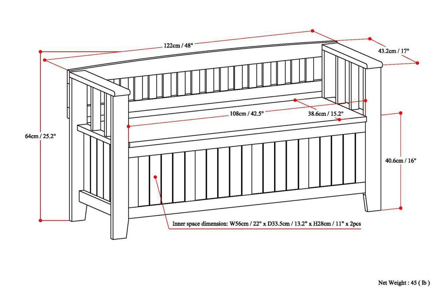 Black | Acadian Entryway Bench