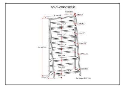 Black | Acadian 72 x 30 inch Bookcase