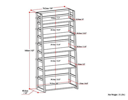 Light Golden Brown | Acadian Ladder Shelf Bookcase