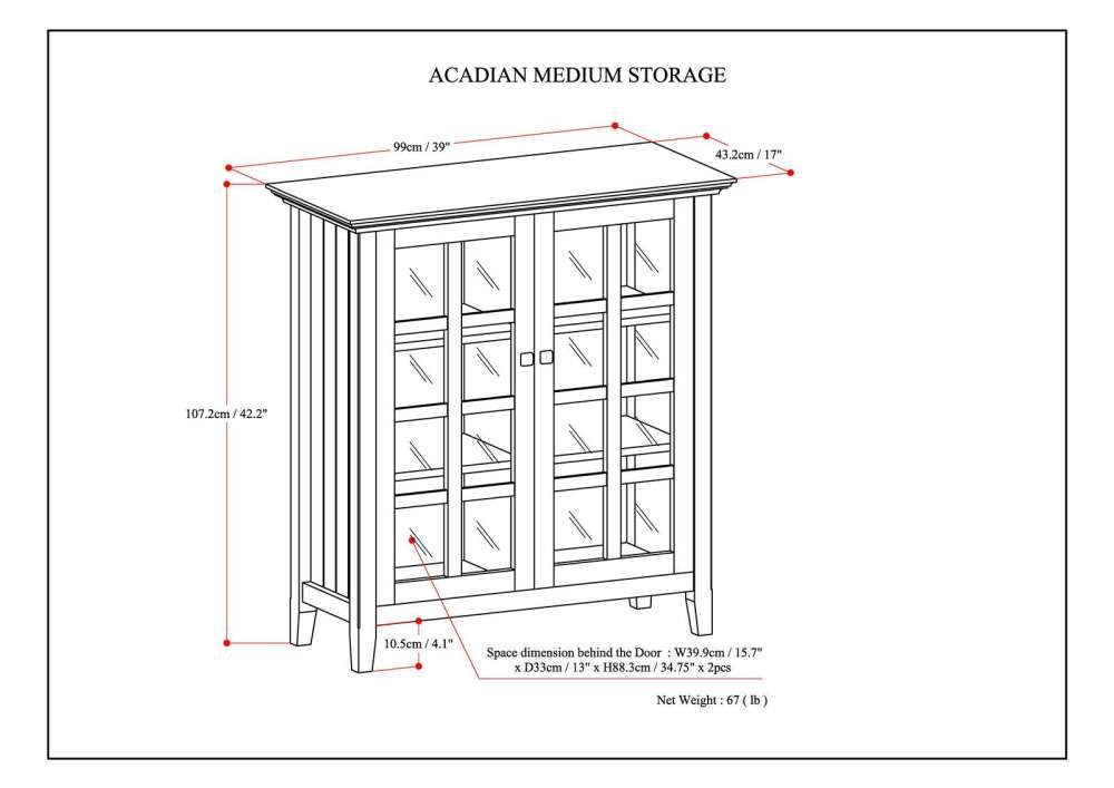 Distressed Grey | Acadian Medium Storage Cabinet