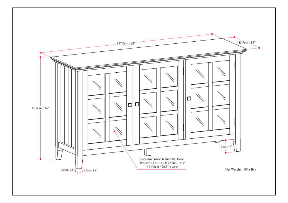 Distressed Grey | Acadian Wide Storage Cabinet