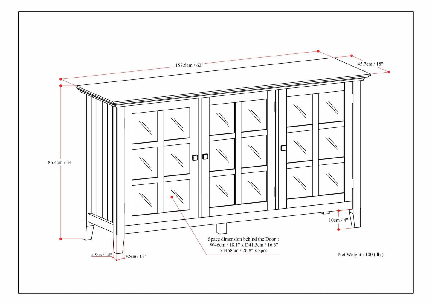 Light Golden Brown | Acadian Wide Storage Cabinet