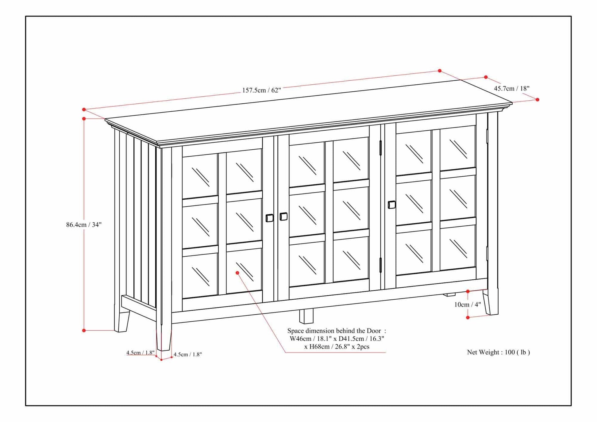 White | Acadian Wide Storage Cabinet