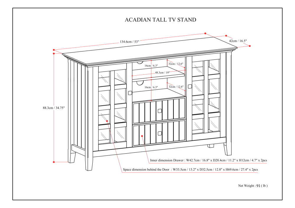 Black | Acadian Tall TV Stand