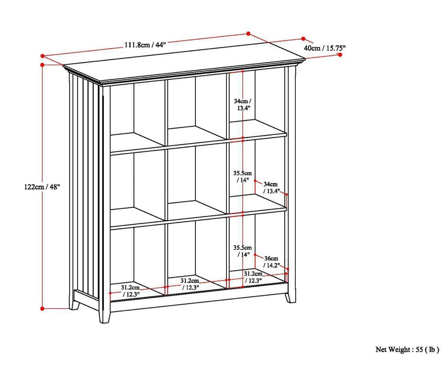 Black | Acadian Nine Cube Bookcase & Storage Unit