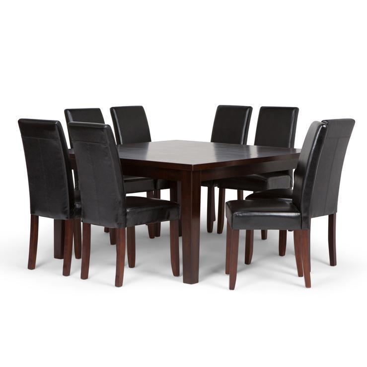 Midnight Black Vegan Leather | Acadian 9 Piece Dining Set