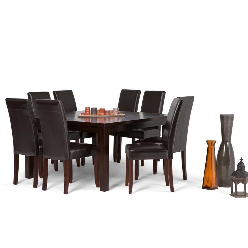 Tanners Brown Vegan Leather | Acadian 9 Piece Dining Set