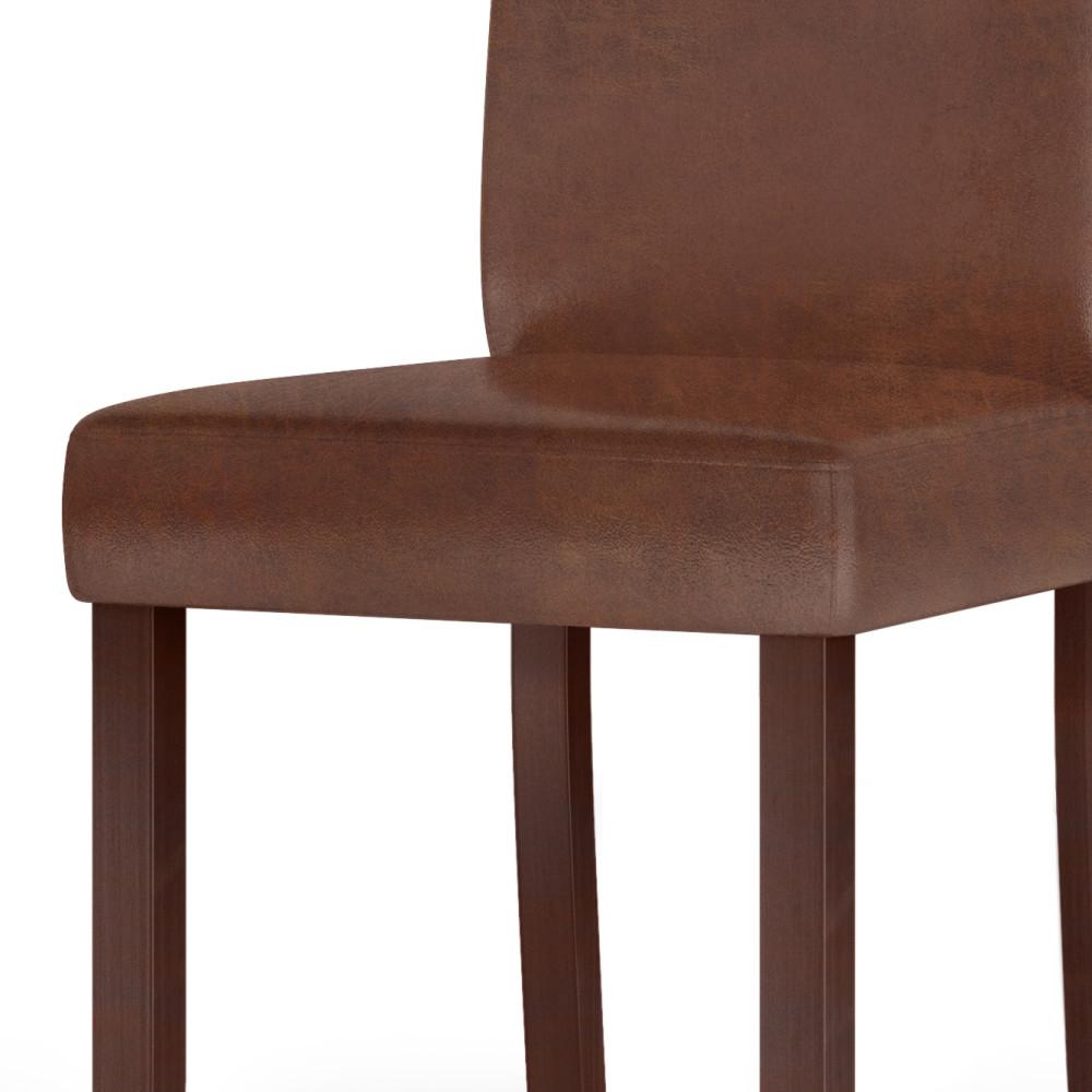 Distressed Saddle Brown Distressed Vegan Leather | Acadian 9 Piece Dining Set