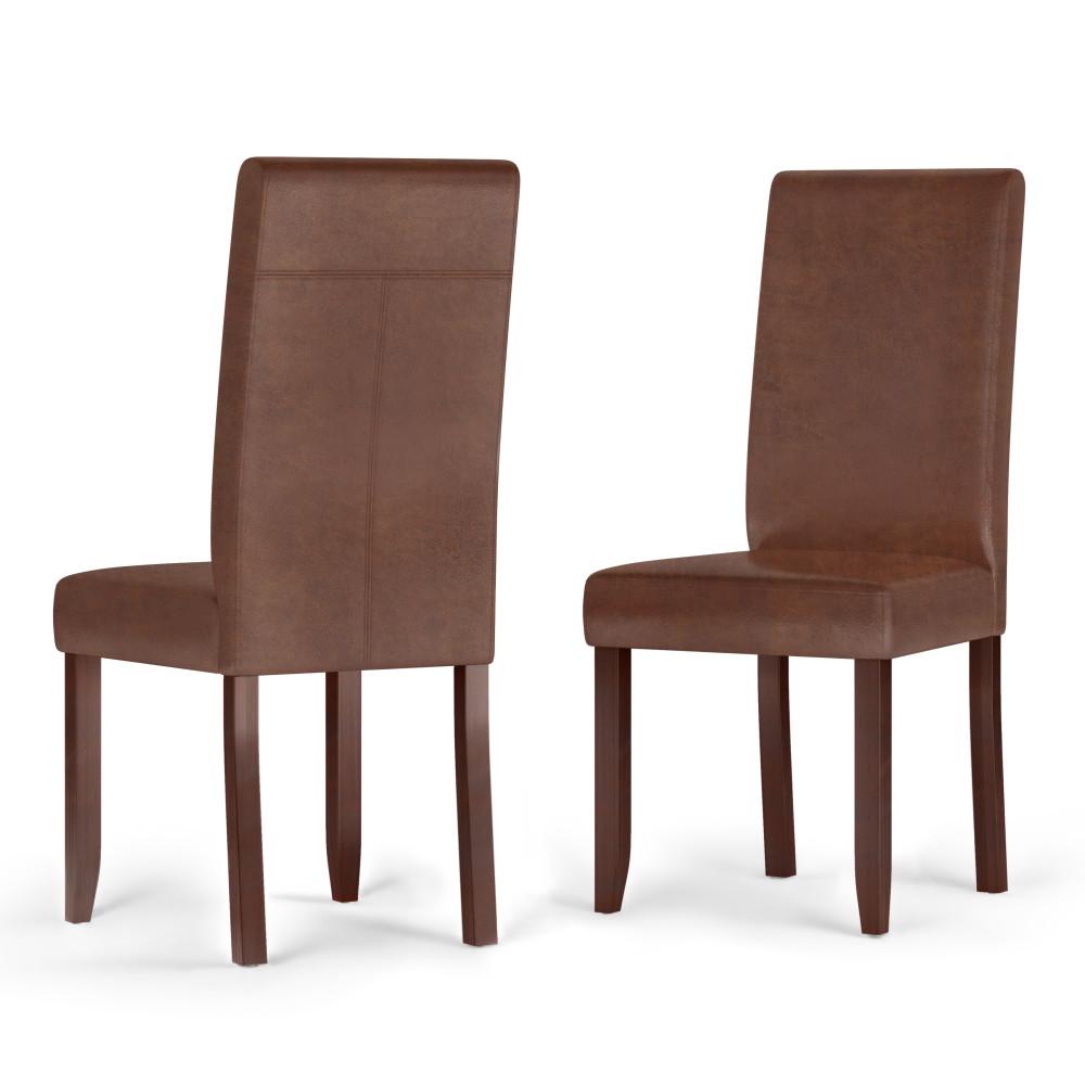 Distressed Saddle Brown Distressed Vegan Leather | Acadian 9 Piece Dining Set