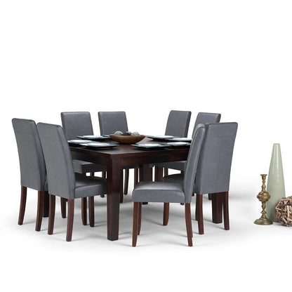 Stone Grey Vegan Leather | Acadian 9 Piece Dining Set