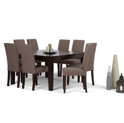 Light Mocha Linen Style Fabric | Acadian 9 Piece Dining Set