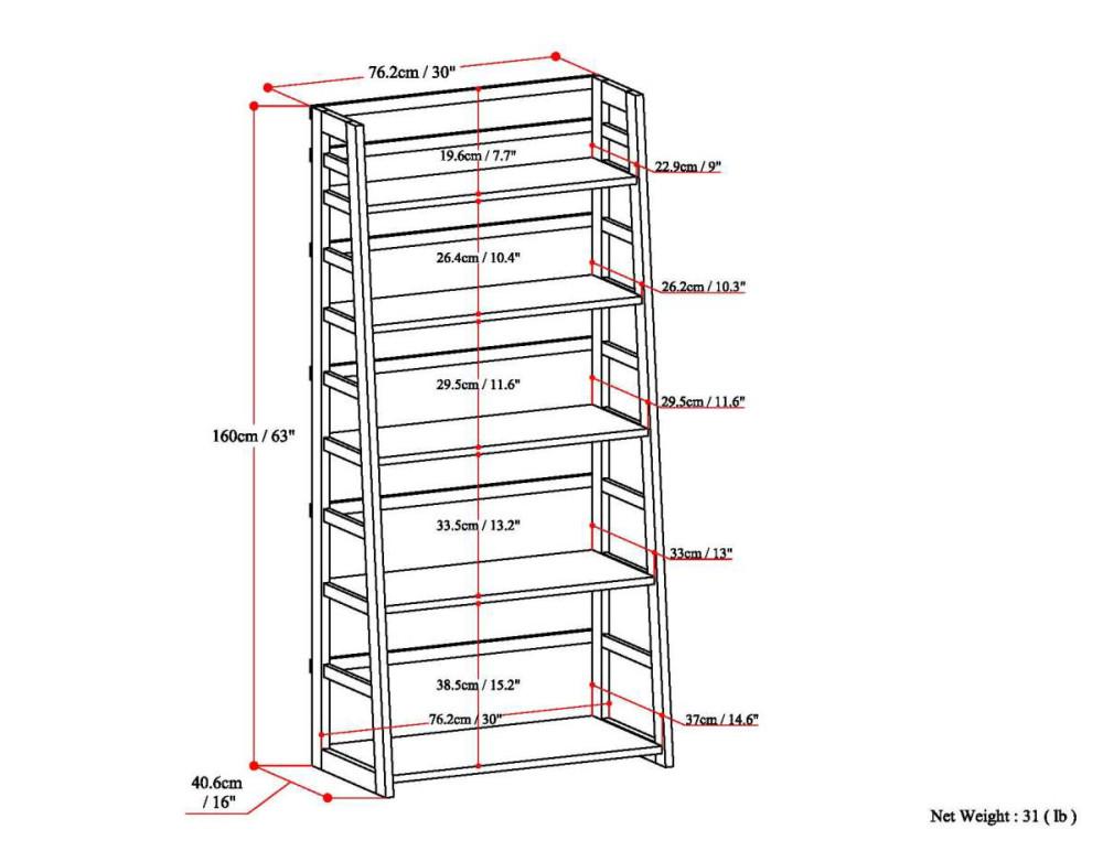 Distressed Grey | Acadian Ladder Shelf Bookcase