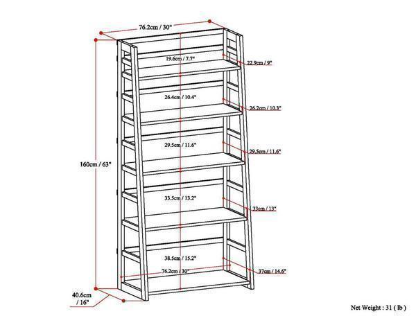 Brunette Brown | Acadian Ladder Shelf Bookcase