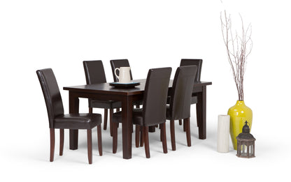 Tanners Brown Vegan Leather | Acadian 7 Piece Dining Set