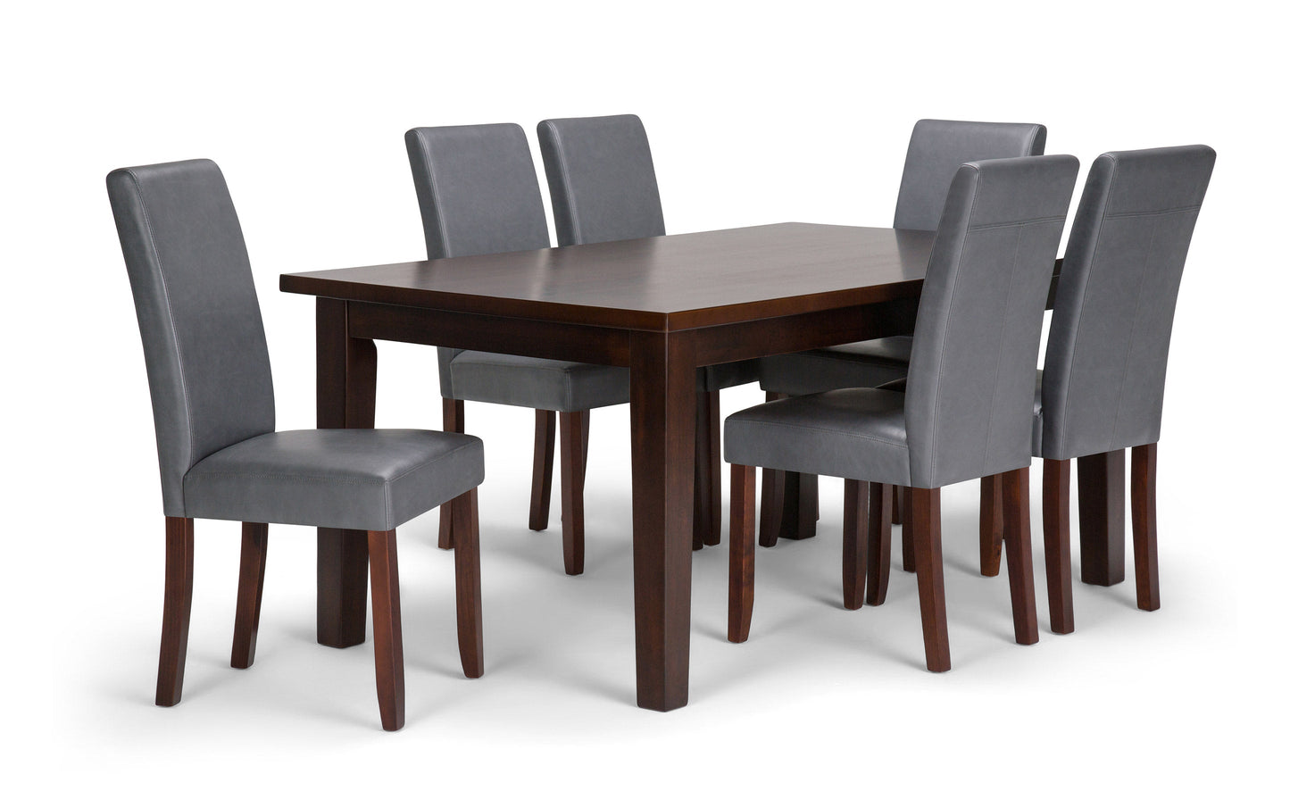 Stone Grey Vegan Leather | Acadian 7 Piece Dining Set