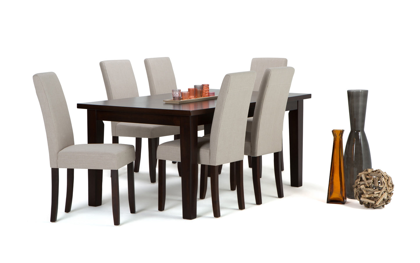 Light Beige Linen Fabric | Acadian 7 Piece Dining Set