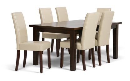 Satin Cream Vegan Leather | Acadian 7 Piece Dining Set