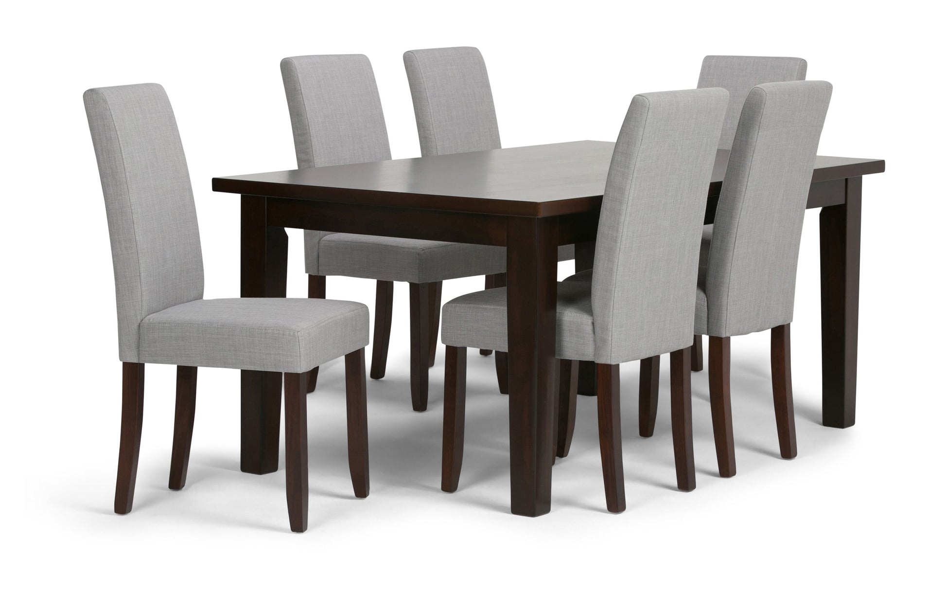 Dove Grey Linen Style Fabric | Acadian 7 Piece Dining Set