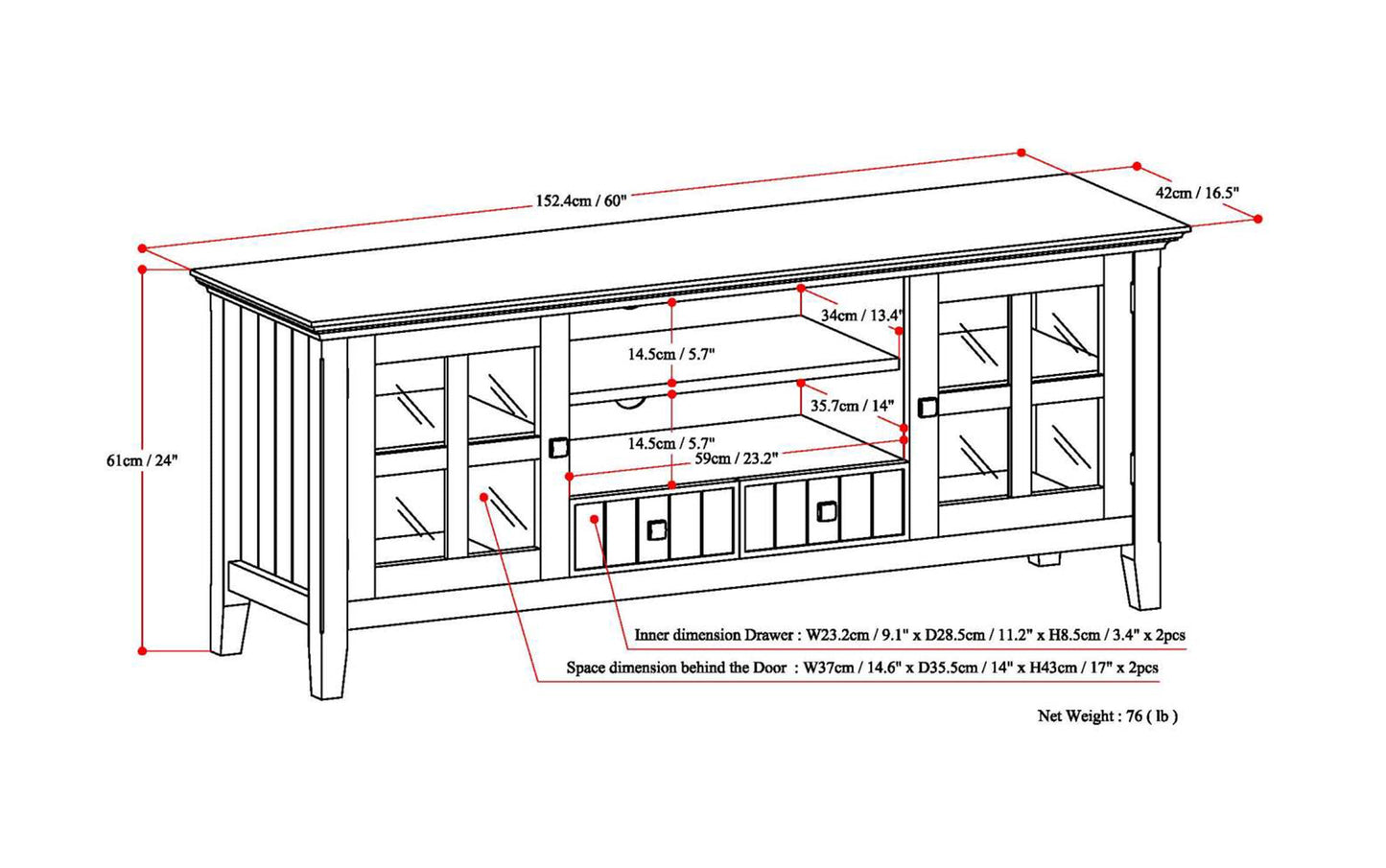 Distressed Grey | Acadian 60 inch TV Stand