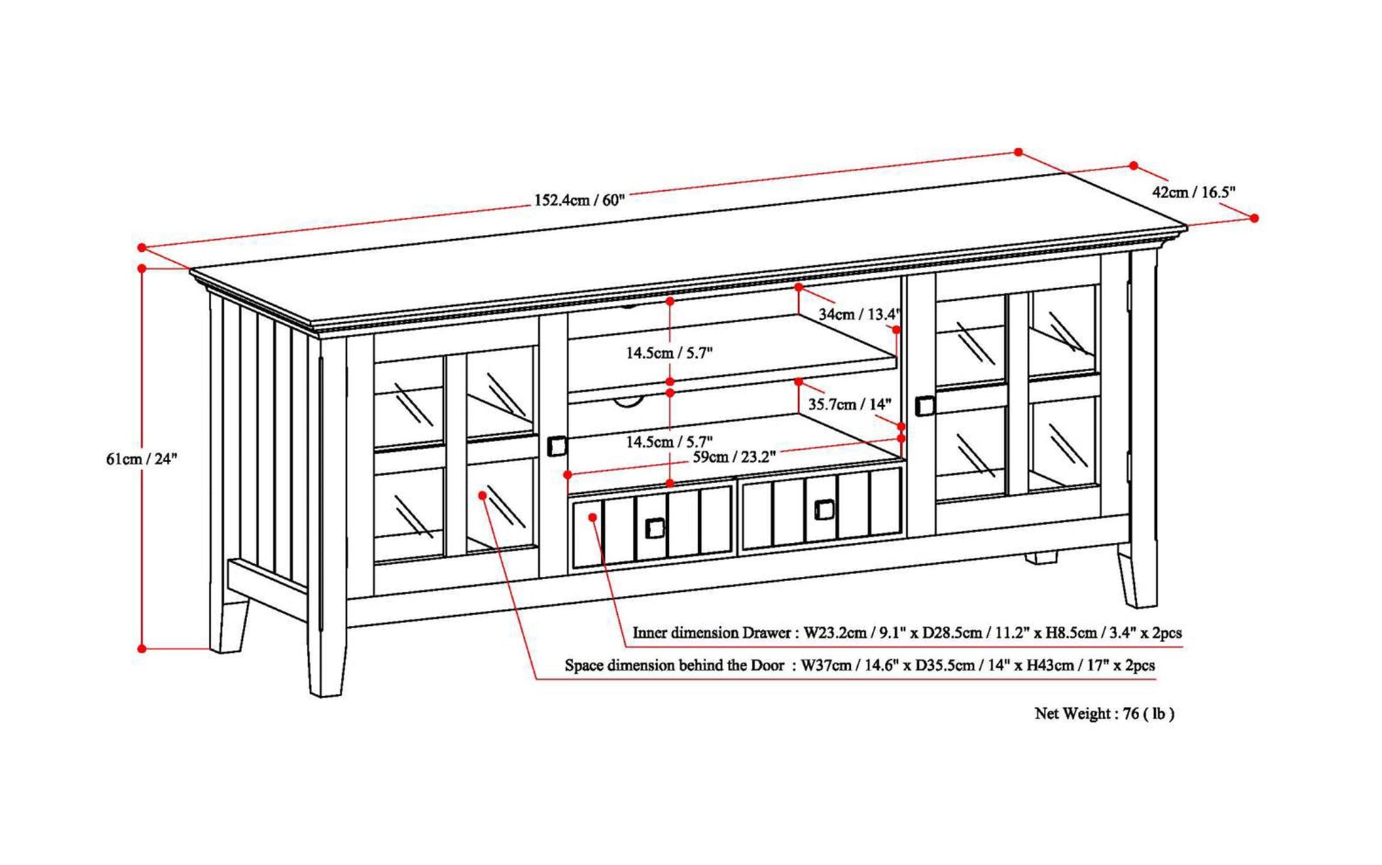 Black | Acadian 60 inch TV Stand