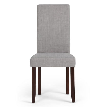 Dove Grey Linen Style Fabric | Acadian Faux Leather Parson Dining Chair (Set of 2)