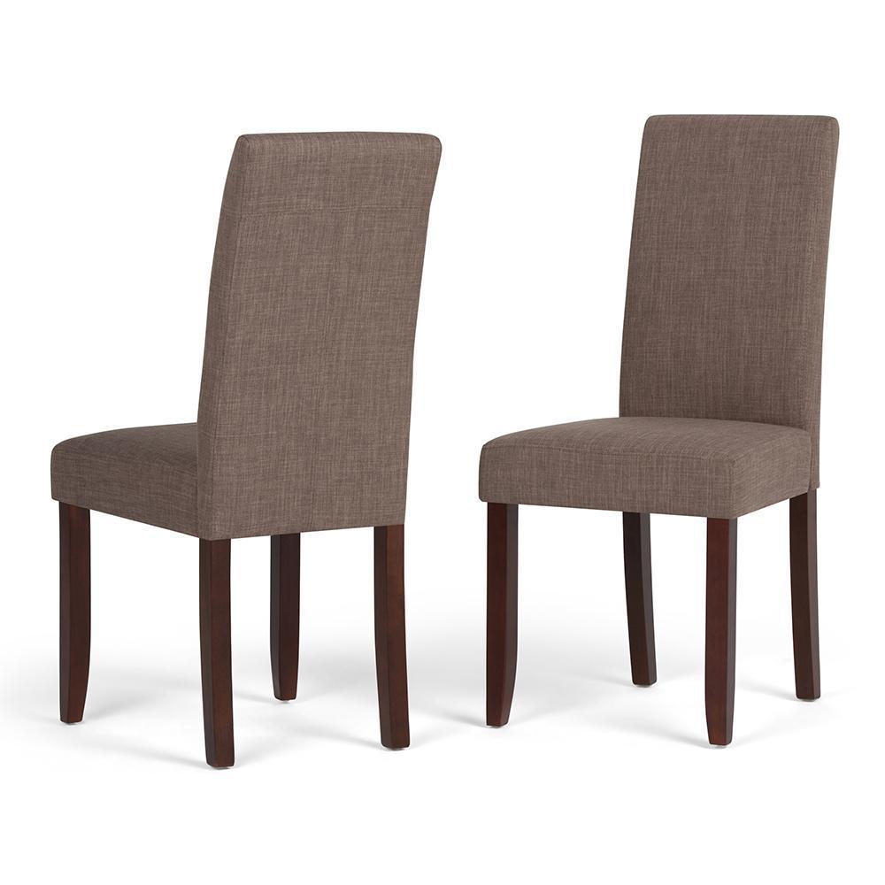 Light Mocha Linen Style Fabric | Acadian Faux Leather Parson Dining Chair (Set of 2)