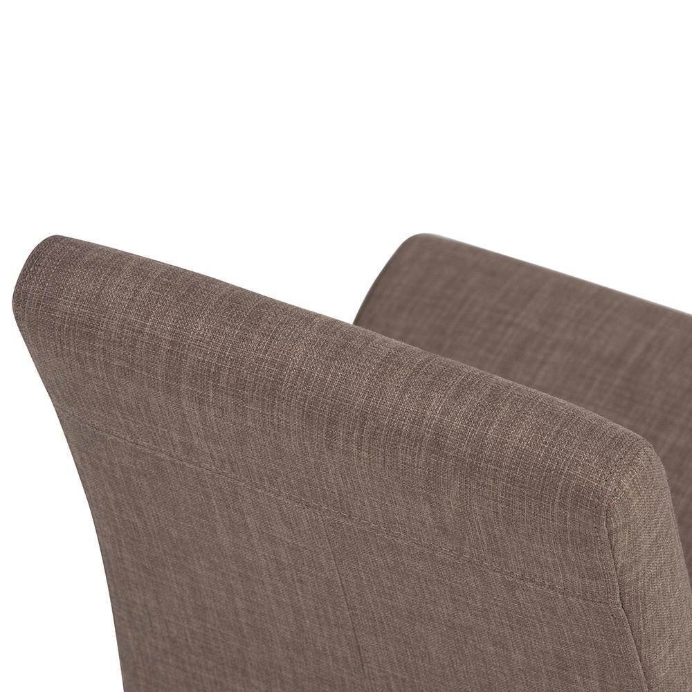 Light Mocha Linen Style Fabric | Acadian Faux Leather Parson Dining Chair (Set of 2)