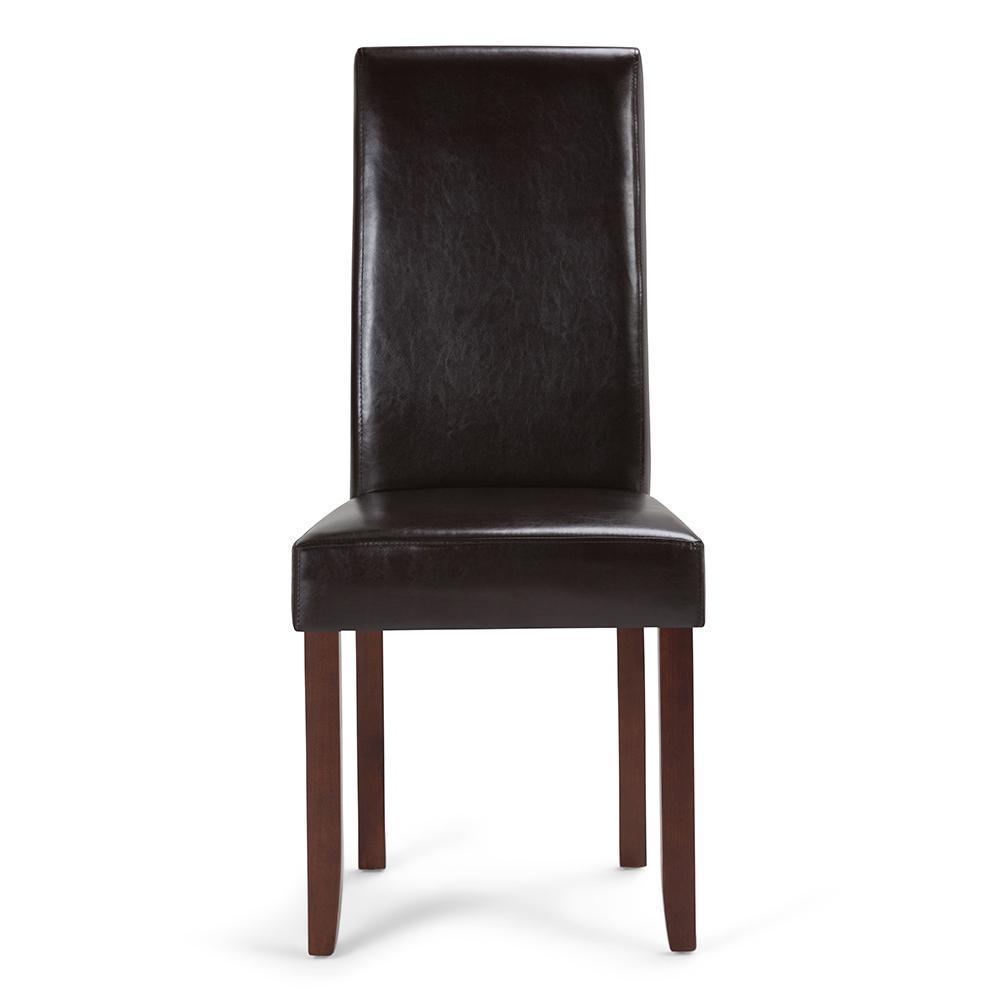 Tanners Brown Vegan Leather | Acadian Faux Leather Parson Dining Chair (Set of 2)