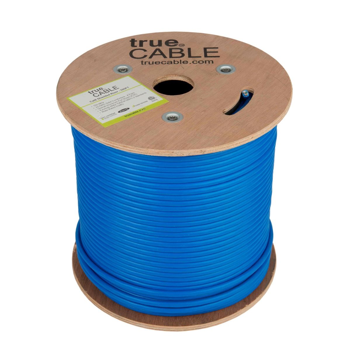 Cat6 Riser Ethernet Cable, Shielded, 500ft, Blue