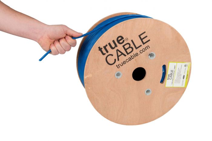 Cat6A Plenum Ethernet Cable, Unshielded, 1000ft, Blue