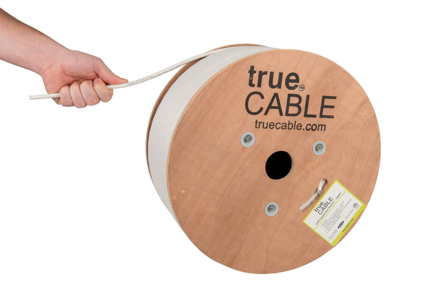 Cat6A Plenum Ethernet Cable, Unshielded, 1000ft, White