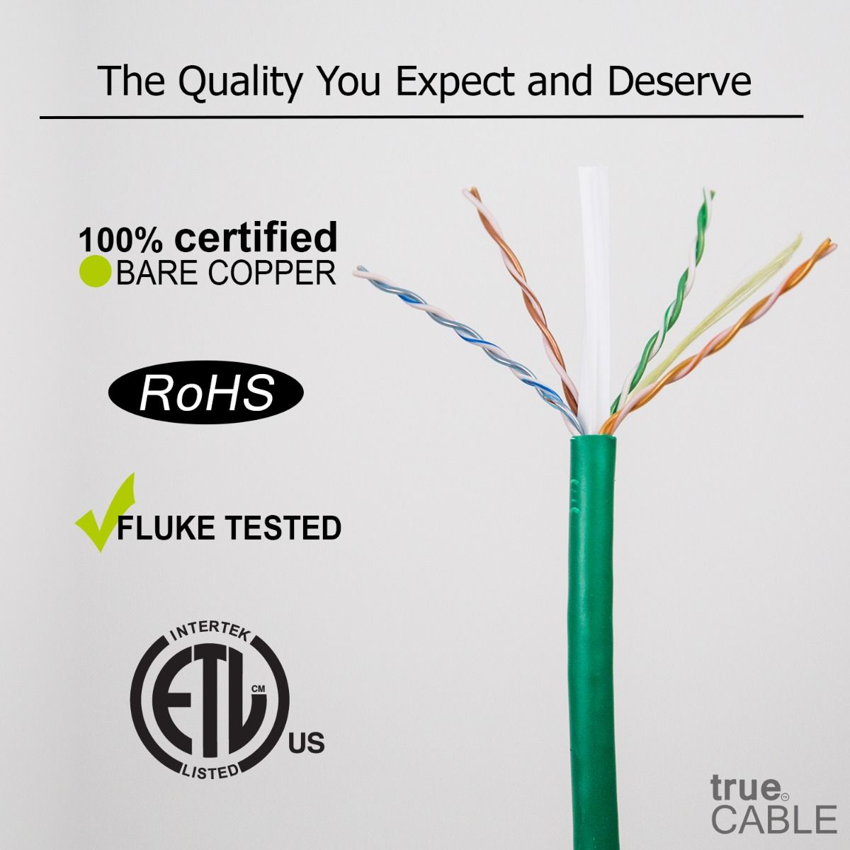 Cat6 Plenum Ethernet Cable, Unshielded, 1000ft, Green