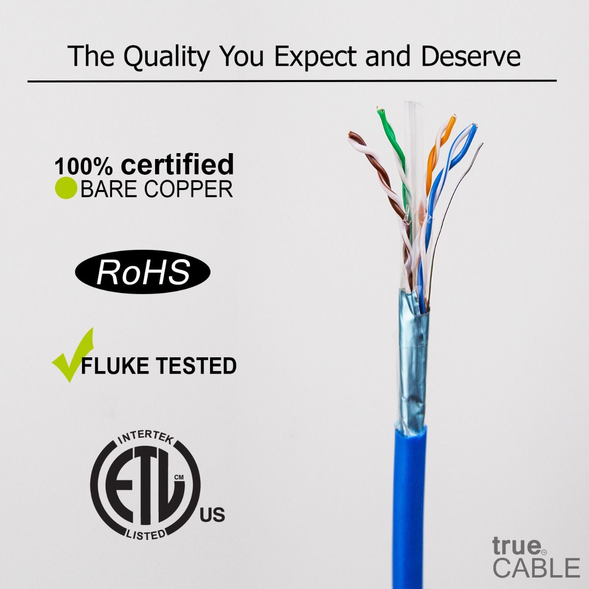 Cat6 Riser Ethernet Cable, Shielded, 500ft, Blue